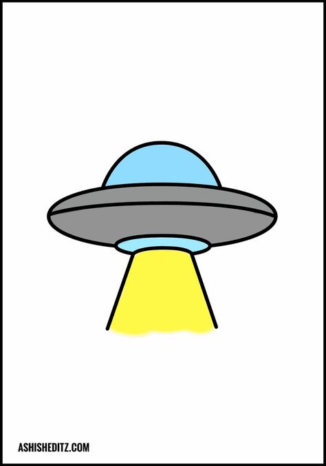 How To- UFO Drawing [ 4 steps ] Tutorial Alien Abduction Drawing, Drawing Simple Step By Step, Ufo Drawing, Carrot Drawing, Fan Painting, Simple Drawing Ideas, Improve Drawings, Easy Drawing Tutorial, Cute Sketches