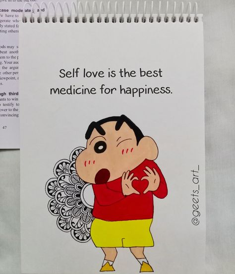 Shinchan Mandala Art, Pen Doodles Easy Aesthetic, Motivational Drawings Sketch, Cartoon Mandala Art, Mandala Drawing With Quotes, Shinchan Drawing, Unique Mandala Drawing, Aesthetic Mandala Art, Cartoon Mandala