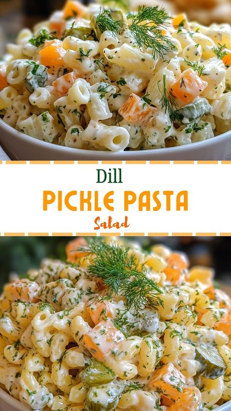 Dill Pickle Pasta Salad Tangy Dill Pickle Pasta Salad, Recipes Using Fresh Dill, Unique Salads, Healthy Roasted Potatoes, Easy Pasta Salad Recipes, Unique Pasta Salad, Pickle Pasta Salad, Pickle Pasta, Crunchy Pickles