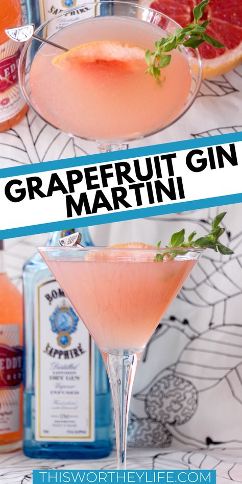 Grapefruit Gin Cocktail, Breakfast Garden, Grapefruit Martini, Gin Drink Recipes, Gin Martini, Martinis Drinks, Coctails Recipes, Gin Cocktail Recipes, Gin Drinks