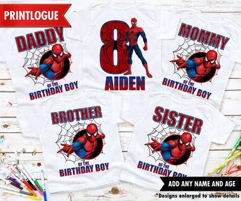 Spiderman Family, Spiderman Birthday Shirt, Spiderman Outfit, Frozen Shirts, Matching Birthday Shirts, Spiderman Shirt, Superhero Family, Family T Shirts, Family Birthday Shirts