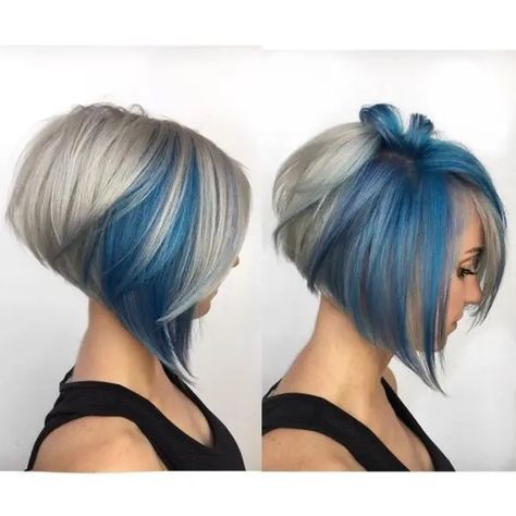 77 Amazing Hair Highlights Ideas Gray Hair With Blue Highlights, Grey Hair With Blue Highlights, Grey Hair With Pink Highlights, Types Of Hair Highlights, Hair With Blue Highlights, Highlights Styles, Ribbon Highlights, Hair Highlights Ideas, Blue Grey Hair