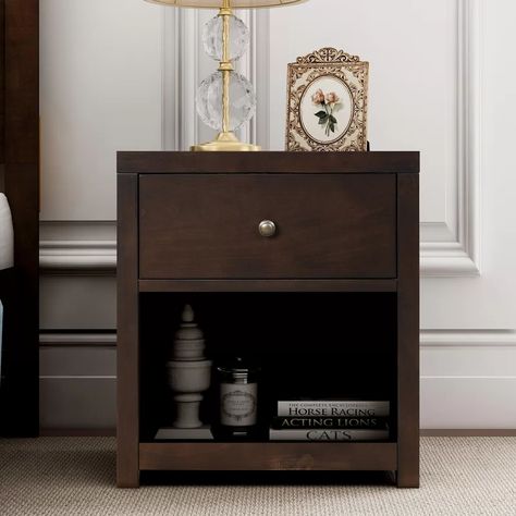 Latitude Run® Chatham 1 - Drawer Solid Wood Nightstand & Reviews | Wayfair Sofa End Table, Brown Nightstands, Nightstand Wood, Store Books, Wood Bedside Table, Bedroom Essentials, Sofa End Tables, Wood End Tables, Sofa Side Table