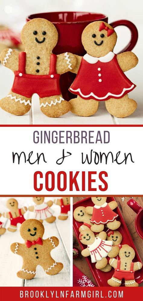 Easy to make Gingerbread Men (and women) cookies. Bake up a batch of these soft and chewy Christmas cookies to decorate with your family. Includes icing decoration tips. Iced Gingerbread Men, Gingerbread Man Cookies Decorated Ideas, Gingerbread Girl Cookies Decorated, How To Decorate Gingerbread Men, Ginger Bread Cookies Decoration, How To Decorate Gingerbread Cookies, Gingerbread Men Cookies Decorated, Gingerbread Man Cookies Decorated, Gingerbread Cookies Decorated Ideas