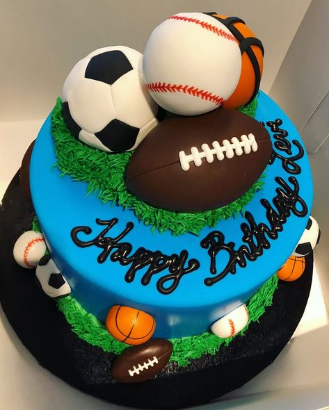 Sports Cakes For Boys Birthdays Kids, Sports Theme Cakes Boys, Born 2 Ball Birthday Cake, Ball Cakes For Boys, Sports Birthday Cake, Boys Bday Cakes, Sports Birthday Cakes, Cake 2023, Sports Themed Cakes