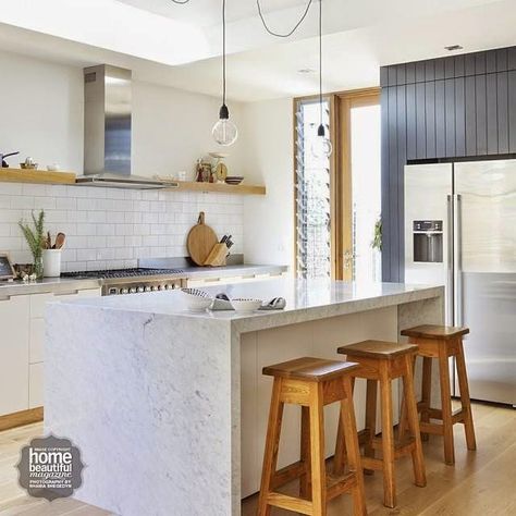 Home Beautiful Grey Cupboard, Charcoal Wall, Queenslander Homes, Canopy Rangehood, Oak Floorboards, Timber Shelves, North Melbourne, Australia Melbourne, Wall Colour