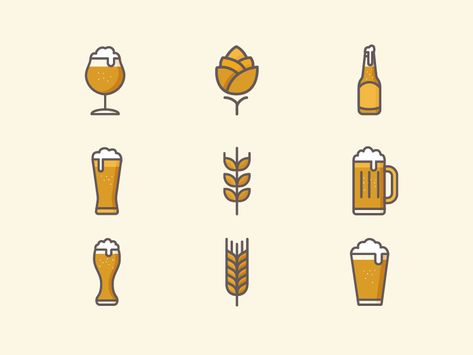 Simple Beer Tattoo, Beer Logos, Beer Logos Ideas, Beer Ingredients Illustration, Craft Beer Logo Design, Brewery Logo Design, Beer Logo Design, Beer Tattoos, Brewery Logo