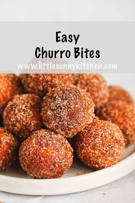 Baked Churro Bites, Food Churros, Churro Bites, Fried Dessert, Spanish Desserts, Cake Pop Maker, Churros Recipe, Mexican Dessert Recipes, Mexican Dessert