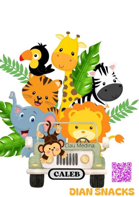 Zoo Birthday Cake, Personalized School Supplies Labels, Safari Car, Safari Bus, Moldes Para Baby Shower, Jungle Theme Birthday Party, Baby Jungle Animals, Safari Animals Birthday, Animal Theme Birthday