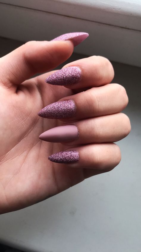 Matte Glitter Gel Nails, Matte Glitter Nails, Nail Goals, Pink Glitter Nails, Nails Matte, Glittery Nails, Glitter Gel Nails, Matte Pink, Matte Nails