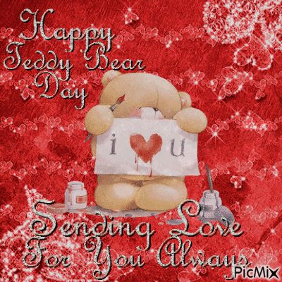 Happy Teddy Bear Day, Happy Teddy Day, Teddy Bear Day, Teddy Day, Sending Love, Baby Boy Photos, Create Animation, Fire Heart