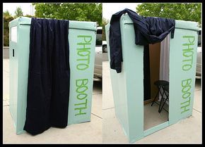 No-Cost Homemade Photo Booth - Genius! From a cardboard box! Homemade Photo Booth, Diy Fotokabine, Photo Booth Ideas, Diy Apron, Photos Booth, Office Birthday, Diy Photo Booth, Booth Ideas, Photo Booth Props