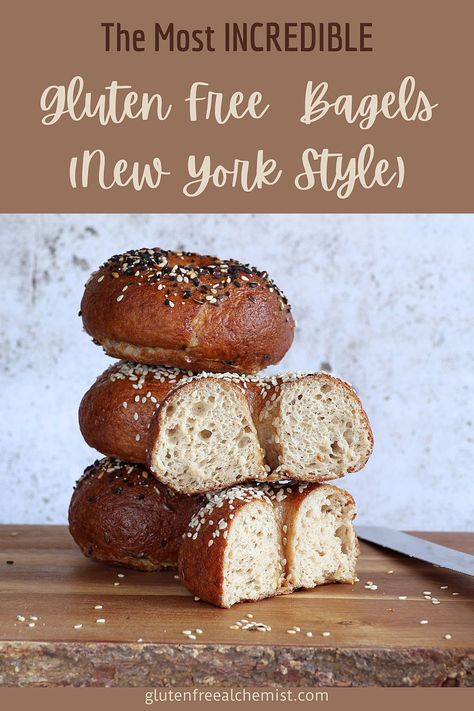 Perfectly chewy but soft Gluten Free Bagels (New York Style). Properly boiled and baked for a traditional texture. (Optional #vegan) #bagel #newyorkbagel #glutenfree #bread #dairyfree #eggfree #breakfast #brunch #lunch  via @gfalchemist Glutenfree Bread, Vegan Bagel, Yeast Free Breads, Gluten Free Bagels, New York Bagel, Sugar Free Sweets, Gluten Free Recipes Bread, Wheat Free Recipes, Gf Bread