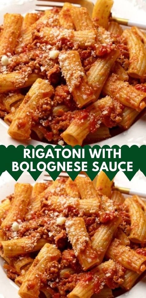 Rigatoni Bolognese l™ {Fresh Rigatoni with Bolognese Sauce} Homemade Rigatoni, Rigatoni Bolognese Recipe, Dinner With Wine, Rigatoni Bolognese, Bolognese Sauce Authentic, Vegan Pumpkin Recipes, Bolognese Recipe, Classic Italian Dishes, Bolognese Sauce