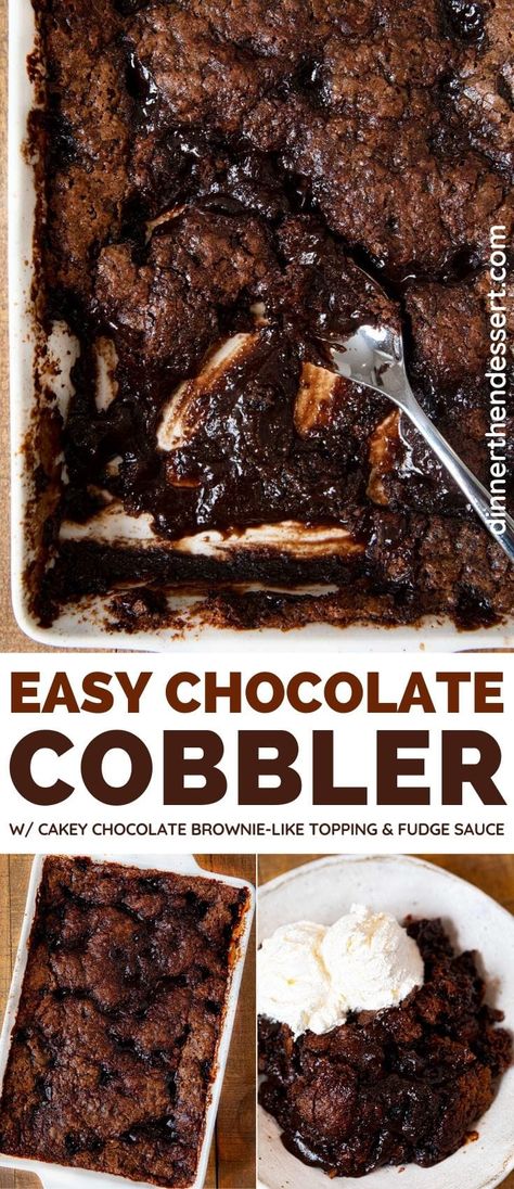 Chocolate Cobbler Recipe, Cobbler Recipes Easy, Chocolate Cobbler, Dinner Then Dessert, Decadent Chocolate Desserts, Easy Chocolate Desserts, Dessert Simple, Recipes Chocolate, Tasty Chocolate Cake