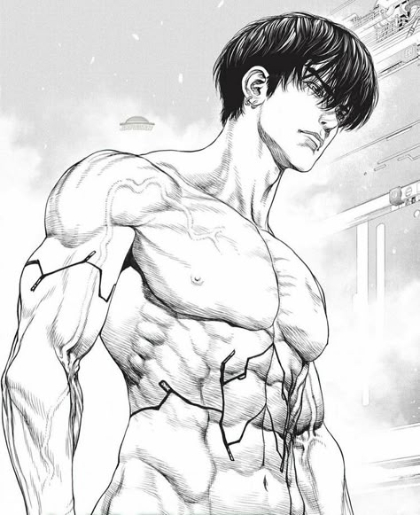 Comic Book Physique, Boichi Anatomy, Baki Hanma Body Manga, Realistic Manga Art Style, Male Physic Drawing, Baki Manga Pfp, Origin Manga Boichi, Yusuke Murata One Punch Man, Buff Male Body Reference