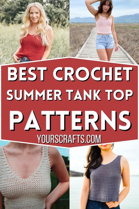 Crochet Summer Tank Top Patterns Free Crochet Tank Top Patterns, Crochet Tank Pattern, Crochet Tops Free Patterns Boho, Crochet Tank Top Free Pattern, Tank Top Patterns, Crochet Tank Top Free, Belt Bag Pattern, Crochet Wraps, Crochet Lace Tank Top