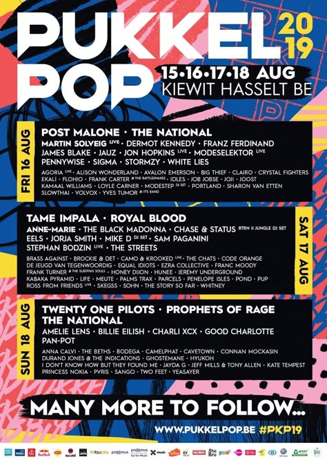 Pukkelpop 2019 - Music Festival Wizard European Festivals, Music Festival Logos, Desert Festival, Concert Poster Design, Not Done Yet, Festival Guide, Festival Logo, Festival Inspo, Festival Flyer