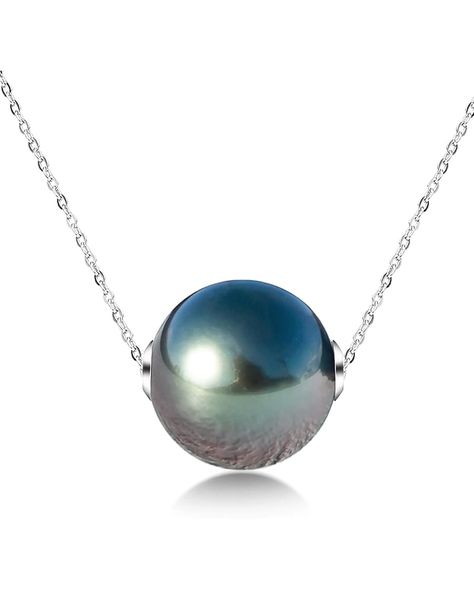 Amazon.com: mihiarii 9MM Tahitian Black Pearl Necklace 18K Real Solid White Gold Pendant Tahiti Natural Seawater Pearl Necklaces Birthday Anniversary Mothers Day Valentines Day Christmas Gifts for Mom Her Women : Clothing, Shoes & Jewelry Tahitian Black Pearl Necklace, Black Pearl Necklace, Tahitian Black Pearls, Black Pearls, White Gold Pendant, Pearl Necklaces, Christmas Gifts For Mom, Black Pearl, Tahiti