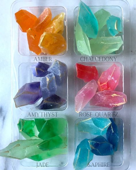 Non Edible Things That Look Good, Kohakutou Packaging, Japanese Crystal Candy, Edible Cristal, Jello Crystals, Kohakutou Candy, Crystal Food, Edible Crystals, Candy Gems