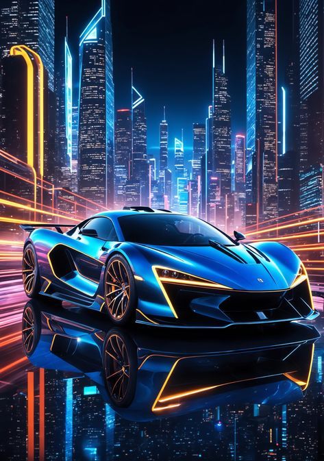 Neon Car Wallpaper, Supercars Wallpapers, Steven Kelly, Futuristic Cars Concept, Cityscape At Night, Supercars Wallpaper, Cool Car Backgrounds, Mobil Mustang, Futuristic Cityscape