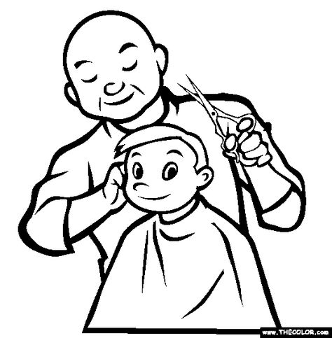 Barber Coloring Page | Free Barber Online Coloring Barber Drawing, Barber Clipart, Barber Pictures, Aveda Hair Color, Cartoon Art Drawing, Colour Drawing, Working Men, Hair Clipart, Natural Hair Art