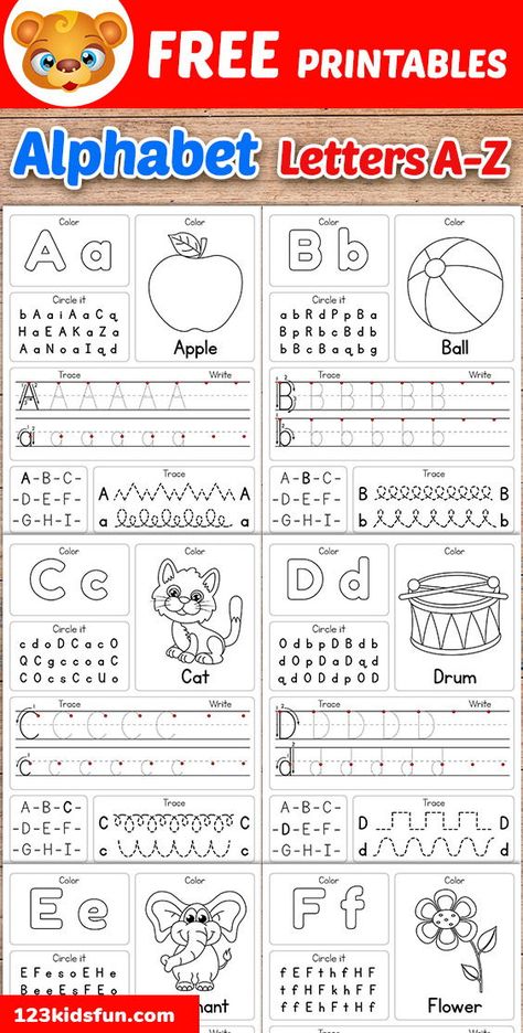 Letter Learning Worksheets, Learning The Alphabet Worksheets, Letter A Practice Free Printable, Pre K Letter Worksheets, Letter Sheets For Preschool, Letter A Writing Practice Free Printable, Learning Abcs For Kindergarten, Letter Writing Preschool, Learning To Write Letters Printables