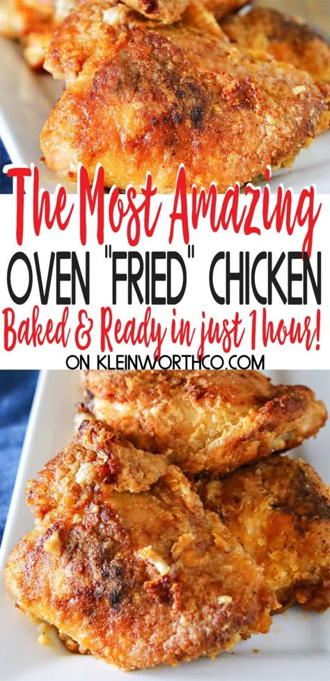 Best Baked Chicken Recipe, Baked Breaded Chicken, Oven Fried Chicken Recipes, Best Baked Chicken, Crispy Oven Fried Chicken, Baked Fried Chicken, Baked Chicken Recipe, Diner Recept, Oven Fried Chicken