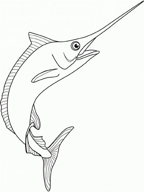 Water Animals Art, Marlin Fish, Ocean Projects, Animal Stencil, Water Animals, Fish Drawings, Scroll Saw Patterns, Outline Drawings, Fish Art