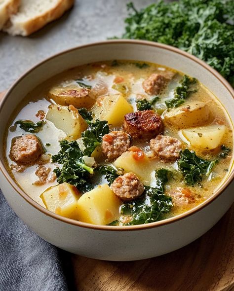 Sausage, Potato, and Kale Soup - Luna Recipe Kale Potato Sausage Soup, Italian Potato Soup, Sausage Kale Potato Soup, Kale And Sausage Soup, Kale Sausage Soup, Potato Sausage Soup, Chicken And Potato Soup, Sausage Potato Kale Soup, Potato And Kale Soup