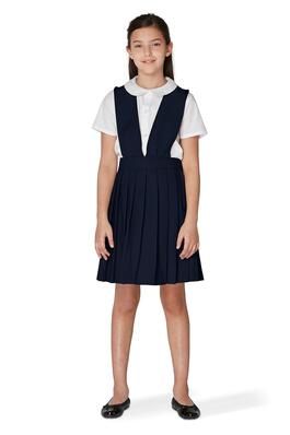 Girls V-Neck Pleated Jumper - French Toast School Uniform Girl, French Toast Uniforms, French Toast School Uniforms, School Uniform Dress, Girls School Uniform, Future School, Girls Jumpers, Peter Pan Collar Dress, Uniform Dress