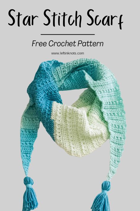 Crochet Star Stitch Scarf, Crochet Triangular Scarf, Triangular Crochet Scarf, Crochet Triangular Scarf Pattern Free, Knitted Triangle Scarf Pattern Free, Free Crochet Patterns For Scarfs, Crochet Triangle Scarf Pattern Free, Crochet Triangle Shawl Pattern Free, Free Crochet Scarf Pattern