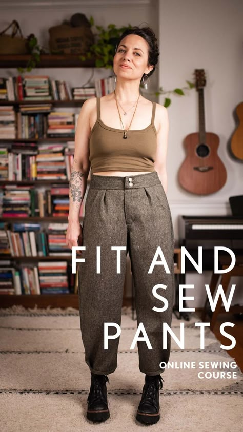 Fit and Sew Pants Online Course Wool Pants Pattern, Easy Sew Pants Women, Tapered Pants Pattern, Corduroy Pants Sewing Pattern, Puffy Pants Pattern, Plus Size Pants Patterns Free, Barrel Pants Pattern, Womens Pants Sewing Pattern, Baggy Pants Sewing Pattern