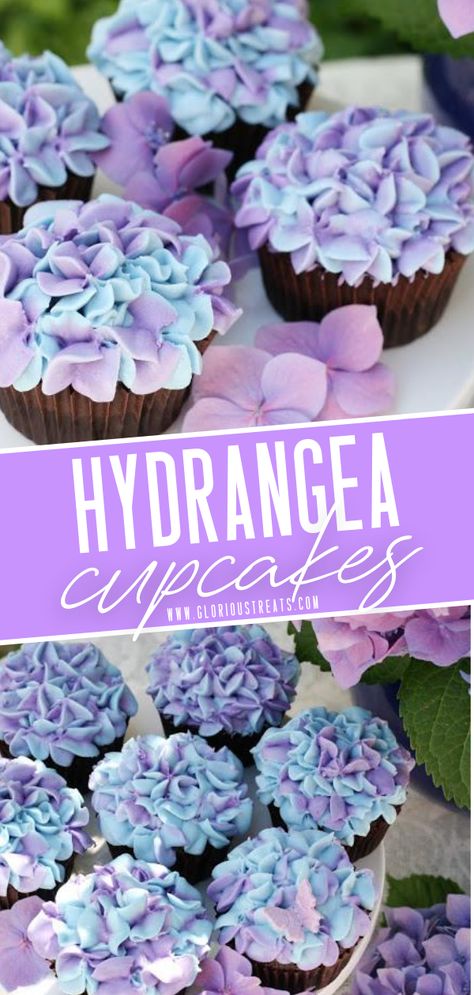 Cupcake Decorating Techniques, Hydrangea Cupcakes, Chocolate Cupcake Recipe, Vanilla Cream Cheese, Frosting Flowers, Vanilla Cream Cheese Frosting, Spring Cupcakes, Fun Cupcake Recipes, Unique Cupcakes