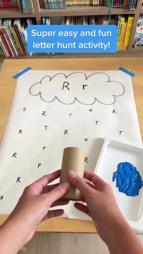 Don’t throw thah empty TP roll away yet! Use it for this super fun and easy letter hunt activity ! You can easily adapt this activity with other letters or sight words. 👉🏻 Recommended for 3 to 6 years old 👉🏻 For 3 to 4yo, use uppercase and lowercase letter R. 👉🏻 For 5 to 6yo, use simple sight words. ❤️ Love this activity? Please share this video with all your friends and follow our preschool facebook page for more fun easy learning activities for kids and information about teaching your pr Lowercase Alphabet Activities, Learning Activities For 3-4 Yrs Old, The Letter R Crafts For Preschool, Activities For Letter R Preschool, Letter R Sensory Activities, Letter R Prek Activities, Letter R Activity For Preschoolers, Letter Hunt Activities, Letter Rr Activities Preschool