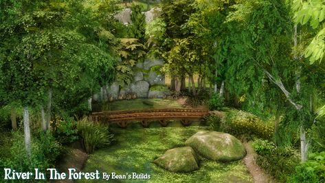 Ts4 Cc House, River In The Forest, Ts4 Lots, House Sims 4, Fall Landscaping, Sims 4 Inspiration, Sims 4 Lots, Play Sims, Alpha Cc