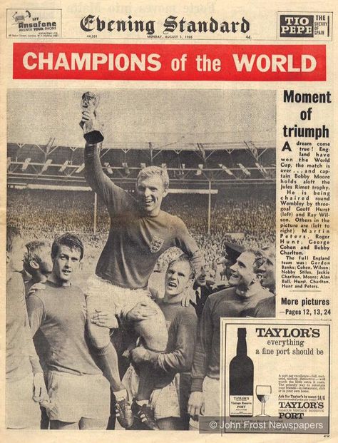 Football Newspaper, 80s Candy, 1966 World Cup Final, Newspaper Front Page, Big Poster, Bobby Moore, 1966 World Cup, Football Books, British Football