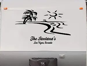 Beach Camper, Palm Tree Sticker, Cornhole Board Decals, Camper Decals, Rv Decals, Old Campers, Custom Campers, Sticker Graphic, Camping Camper