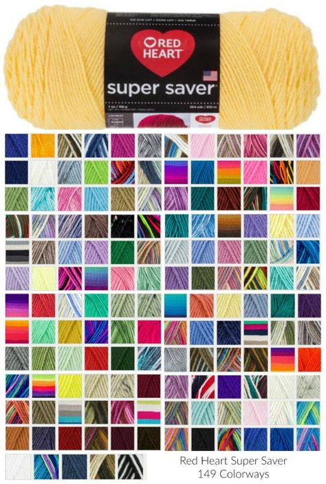 Red Heart Super Saver Giveaway - Win $50 of Yarn on Moogly! Red Heart Super Saver Yarn Color Chart, Red Heart Yarn Colors Chart, Red Heart Yarn Colors Combinations, Wool Types, Red Heart Yarn Colors, Knitted Ornaments, Yarn Combinations, Black Paintings, Elephant Book