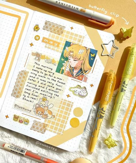 𝑳𝒂𝒊𝒎𝒂 ♡ 𝒐𝒘𝒐𝒏𝒐𝒕𝒆𝒔 on Instagram: "✨💛daily spread💛✨ Hello everyooone :D How are you all feeling lately? :o As I am trying more yellow shades this month, I decided to make a Sailor Moon themed spread 😌🫶 I don’t usually use orange and yellow in my spreads but I think this turned out very cute 🥺 let me know what you thiink!💛 I’m enjoying trying these more yellow, brown and orange shades but I’m actually struggling to think of anime characters who match this colour scheme?? If you ha Yellow Journal Design, Yellow Theme Journal Ideas, Yellow Notes Aesthetic, Yellow Journal Aesthetic, Journal Ideas Yellow, Yellow Scrapbook Ideas, Yellow Journal Ideas, Cute Journal Ideas Aesthetic, Journal Notebook Ideas