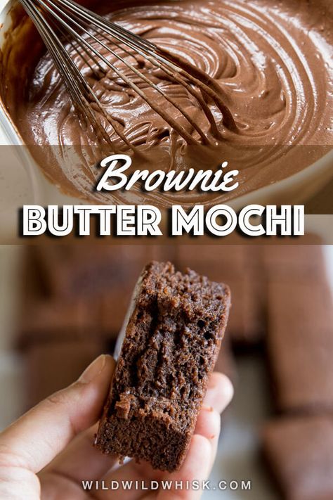 Brownie Butter Mochi {Gluten Free} - Wild Wild Whisk Hawaii Deserts, Mochi Brownie, Hawaiian Butter Mochi, Butter Mochi Recipe, Mochi Brownies, Hawaiian Dessert Recipes, Chocolate Mochi, Hawaiian Desserts, Butter Mochi