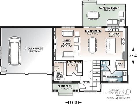 House plan 4 bedrooms, 2.5 bathrooms, garage, 3855-V2 | Drummond House Plans