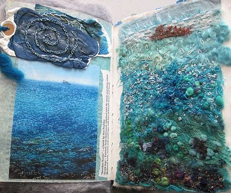 Carolyn Saxby, Mixed Media Textile Art, Textiles Sketchbook, A Level Textiles, Mixed Media Textiles, Textiles Projects, Creative Textiles, Water Art, A Level Art