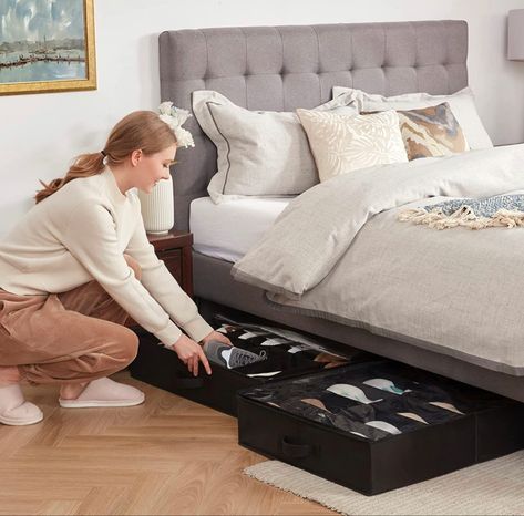 Perfect for anyone who wants extra space or likes to be organize Shoe Storage Bins, Shoe Storage Containers, Under Bed Shoe Storage, Shoe Containers, Bed Risers, Simple Setup, Foldable Shoes, Shoe Storage Bags, Under Bed