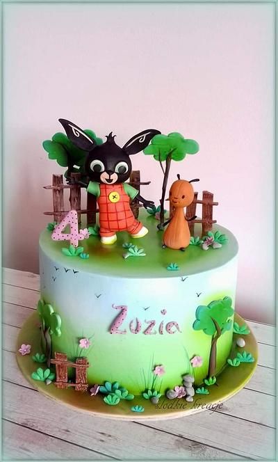 Bing - Cake by slodkiekreacje Tort Bing, Cbeebies Cake, Candle Cakes, Bing Cake, Bing Bunny, Bunny Birthday Party, 2nd Birthday Boys, 3rd Birthday Cakes, Animal Cakes