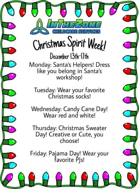 Christmas Spirit Week, Holiday Spirit Week, Spirit Week Themes, School Spirit Week, St Gerard, Christmas Party Activities, Morale Boosters, Staff Morale, Activity Director