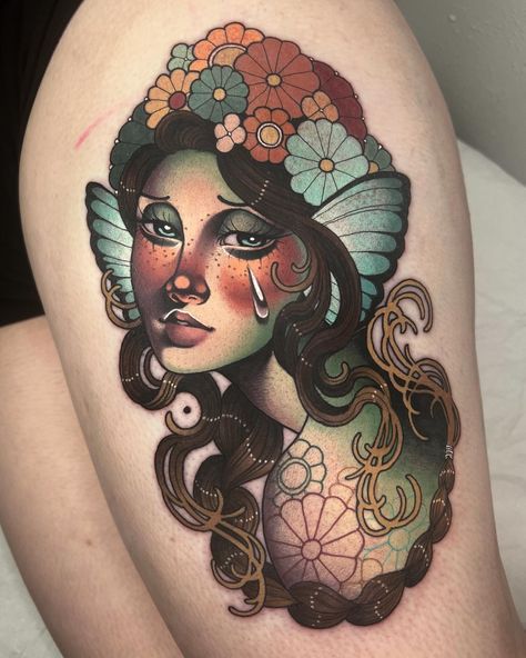 Calamity Tattoo (@calamitytattoo) • Instagram photos and videos Lady Face Tattoo, Mushroom Lady, Lady Face, Face Tattoo, Woman Face, Instagram Photos, Photo And Video, Tattoos, Instagram Photo