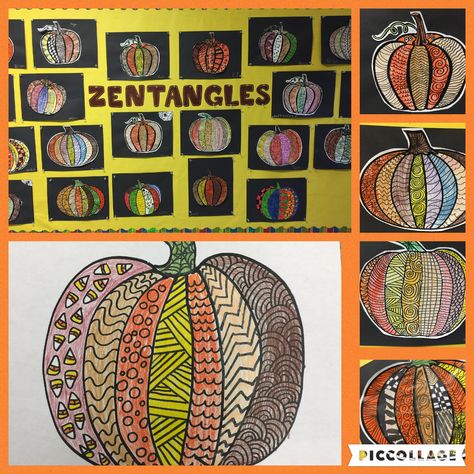 Zentangle Pumpkins Zentangle Pumpkins Art, Zentangle Pumpkin, Zentangle Pumpkins, Pumpkin Art Project, Art Unit, Art Centers, Halloween Art Projects, Education Art, 4th Grade Art