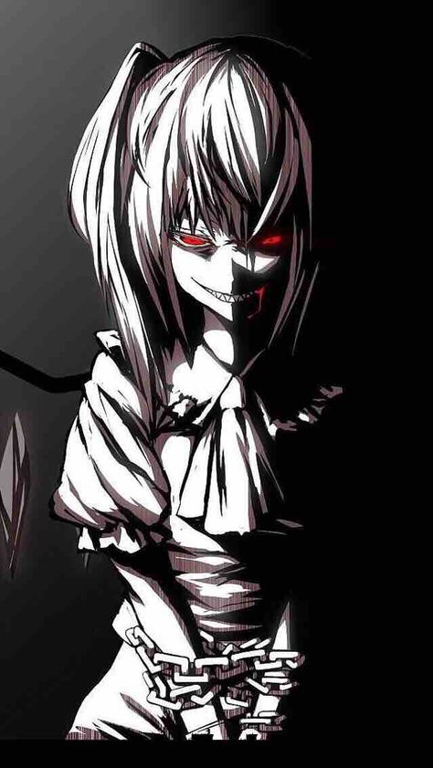 Ok so this is my sister's contact picture…… it's not that creepy… is it? 😱😱😱 Diablo Anime, Smile Drawing, Evil Smile, Yandere Girl, Anime Smile, Anime Devil, Vampire Girls, Evil Anime, Gothic Anime