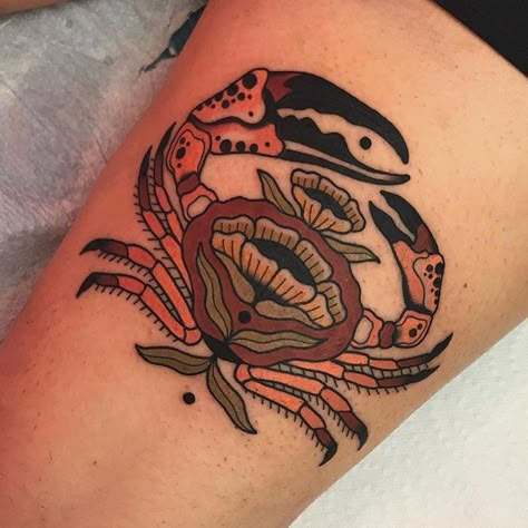 Hilary Jane, Crab Tattoo, Traditional Style Tattoo, Knife Tattoo, Web Tattoo, Blackout Tattoo, Scorpion Tattoo, Sweet Tattoos, Knee Tattoo